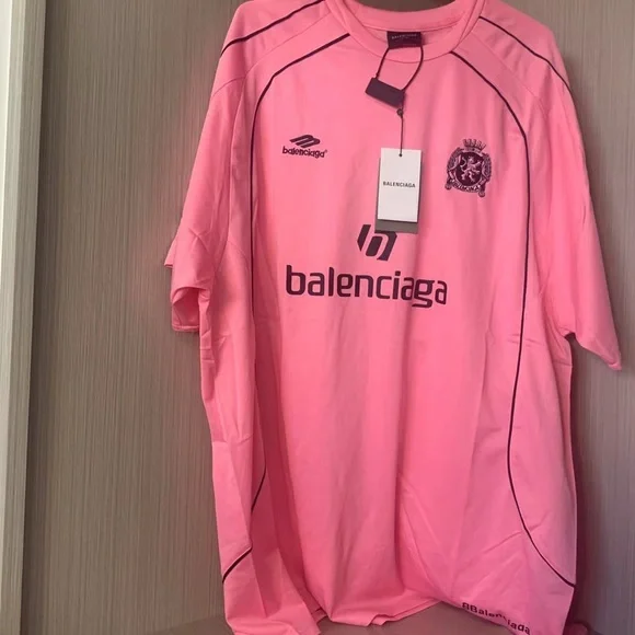 Balenciaga Shirts Balenciaga Pink Jersey Shirt With Black Trim
